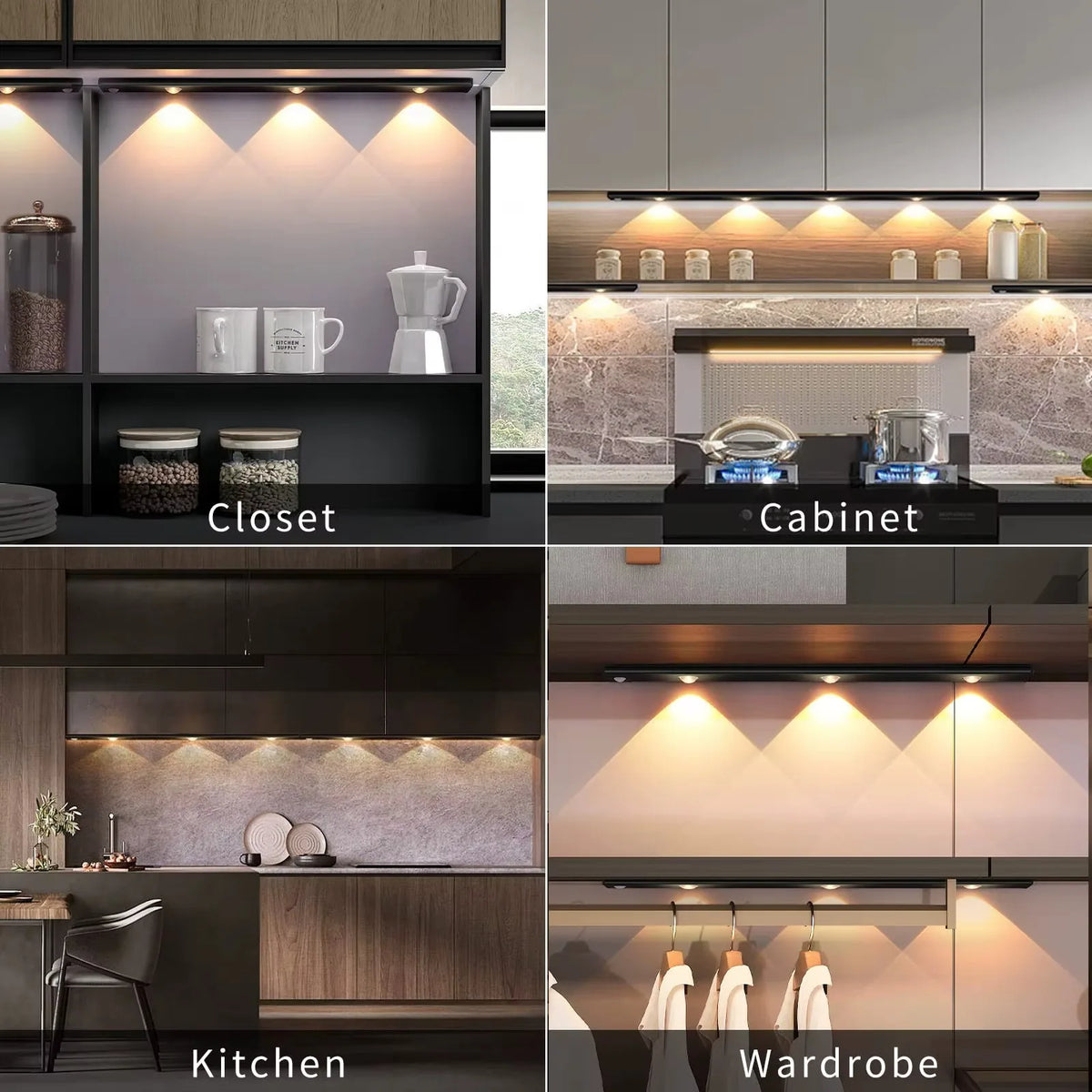 Lámpara LED ultrafina con sensor para muebles de cocina y armarios