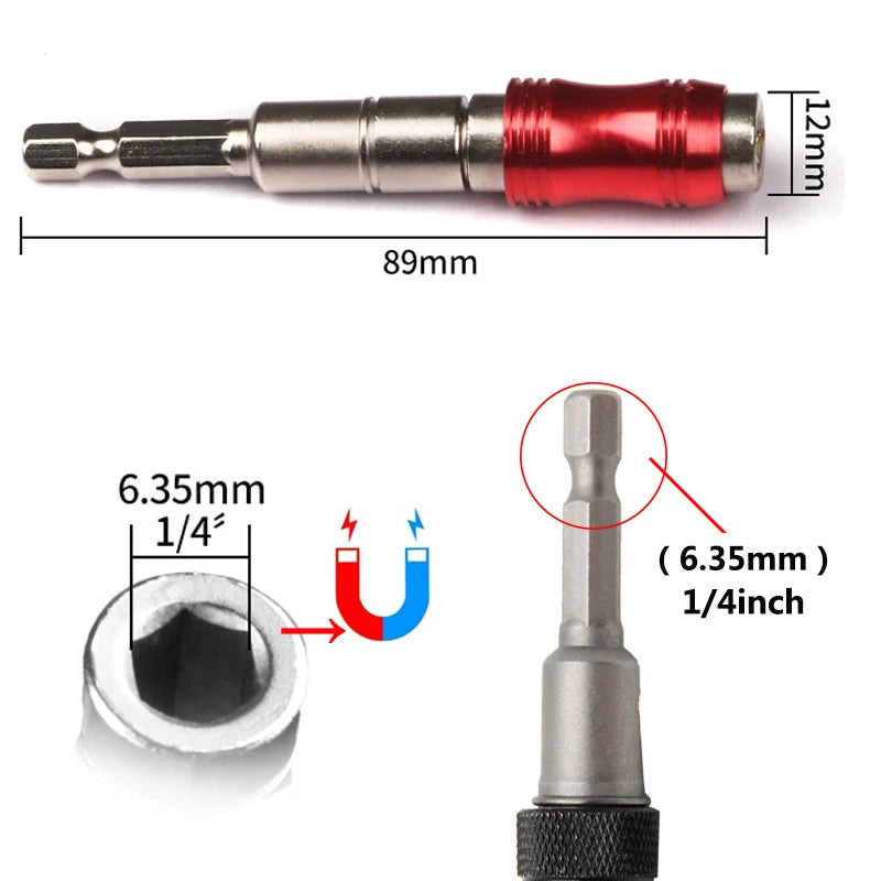 Portapuntas magnético de 1/4" para taladro y atornillador