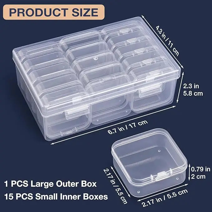 Caja organizadora transparente con compartimentos