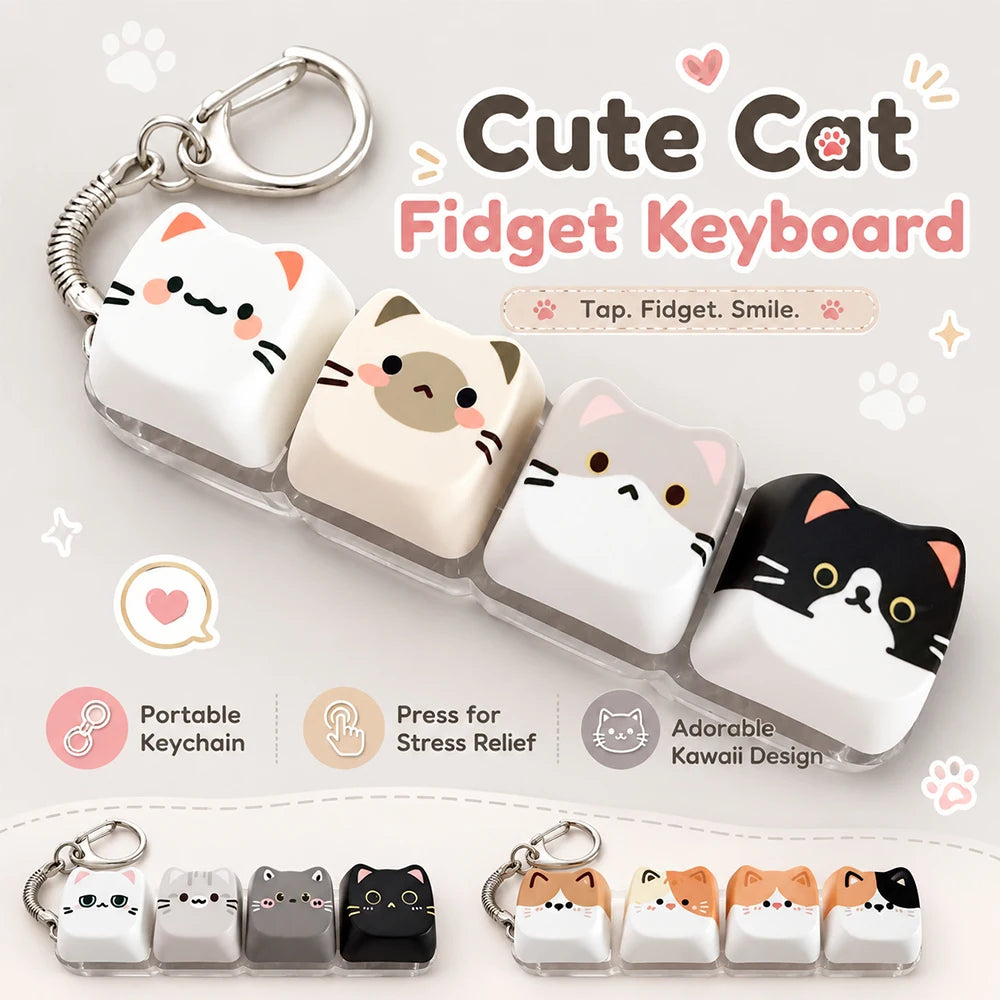 Llavero antiestrés de teclas con gatitos