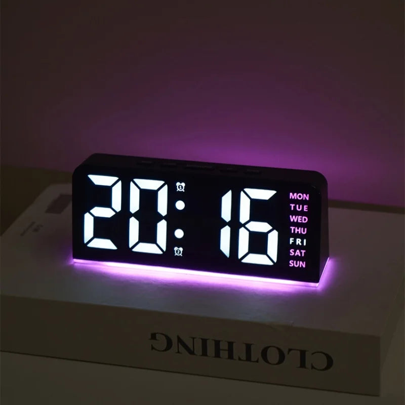 Despertador digital LED con luz ambiental, fecha y temperatura