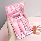 Set de 5 brochas de maquillaje de viaje con espejo
