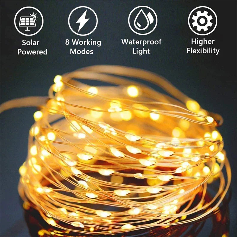 Guirnalda de luces LED solar para exterior