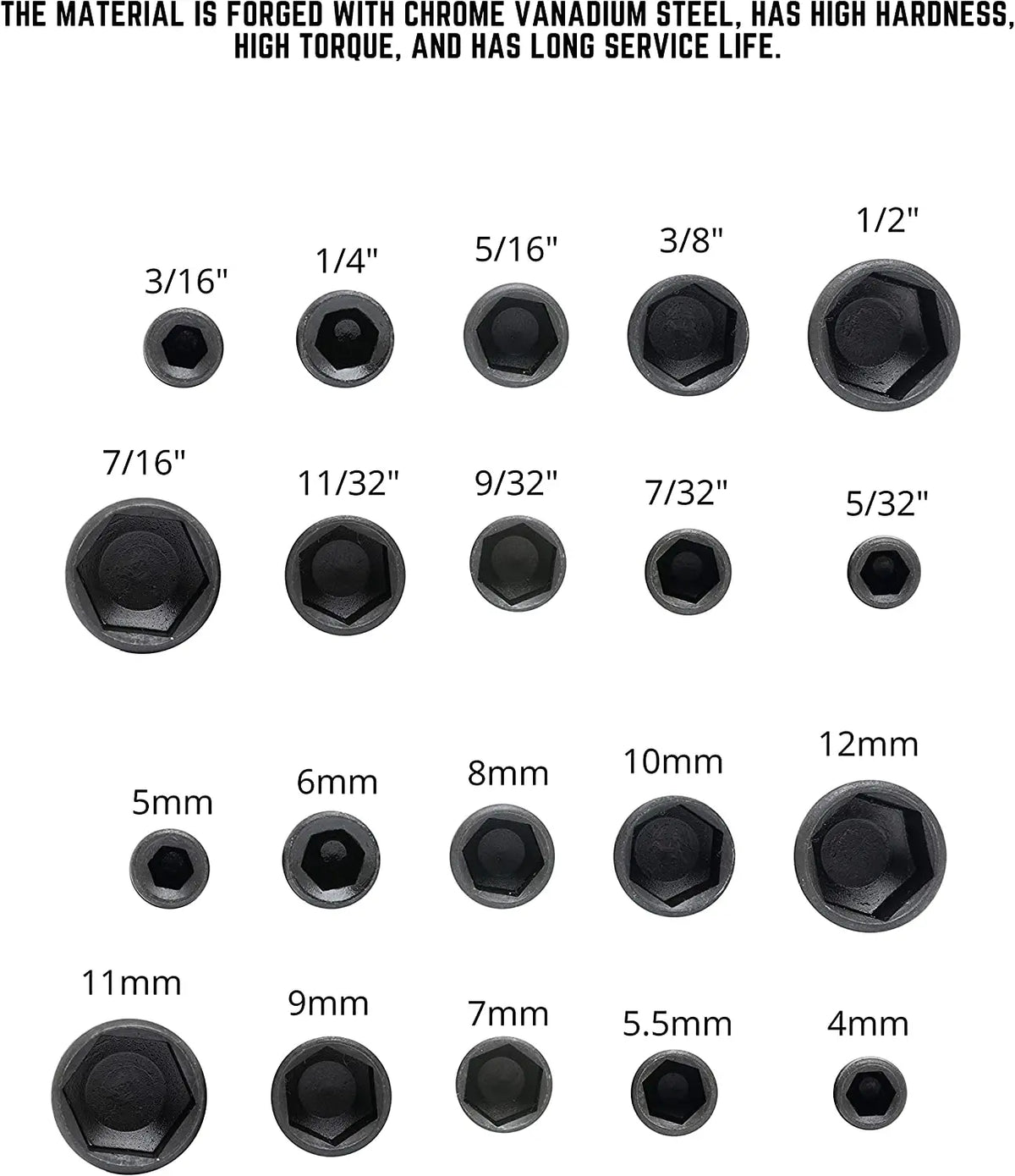 Juego de 9 vasos hexagonales de 5 a 13 mm para atornillador