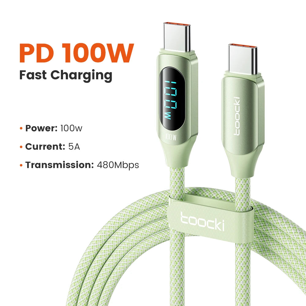 Cable USB-C a USB-C 100 W con pantalla de potencia
