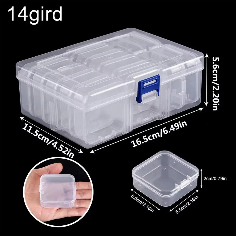 Caja organizadora transparente con compartimentos