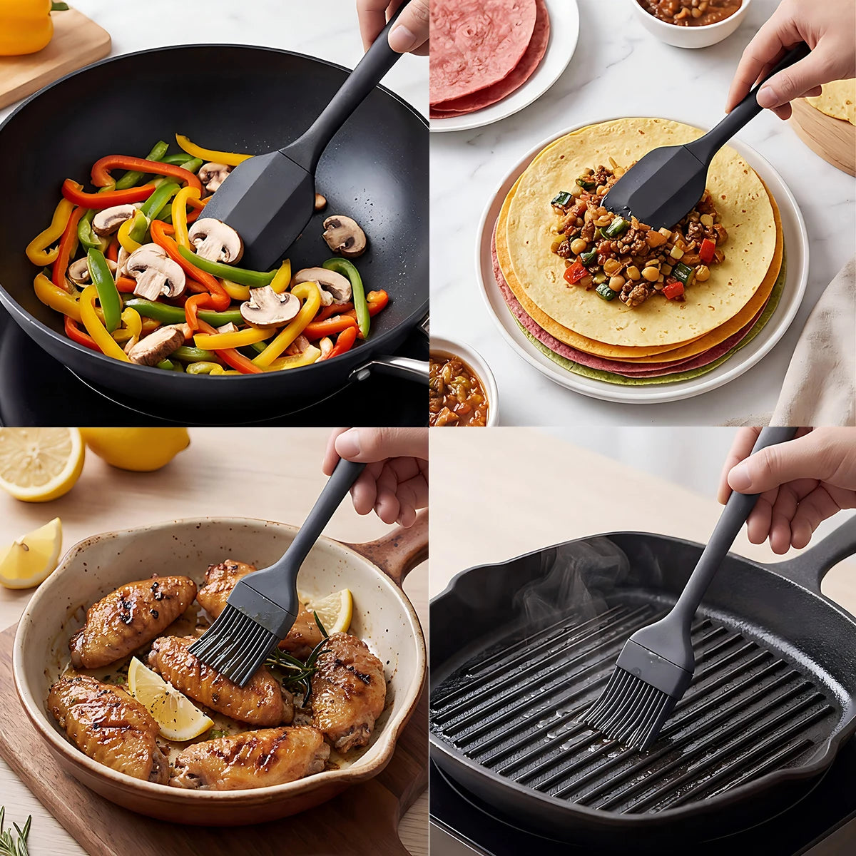 Set de 6 utensilios de cocina de silicona