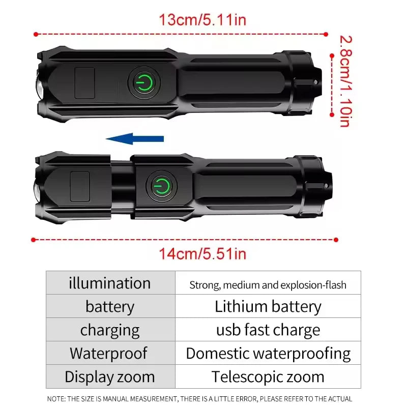Linterna LED recargable de alta potencia