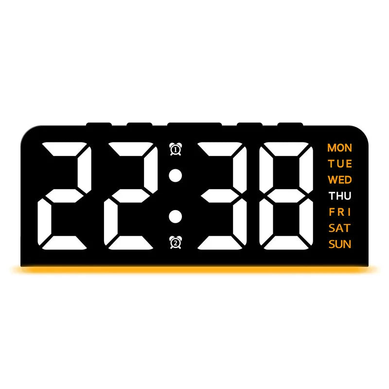Despertador digital LED con luz ambiental, fecha y temperatura