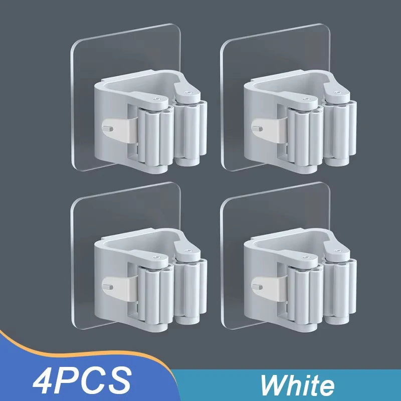 Soporte adhesivo de pared para fregona y escoba