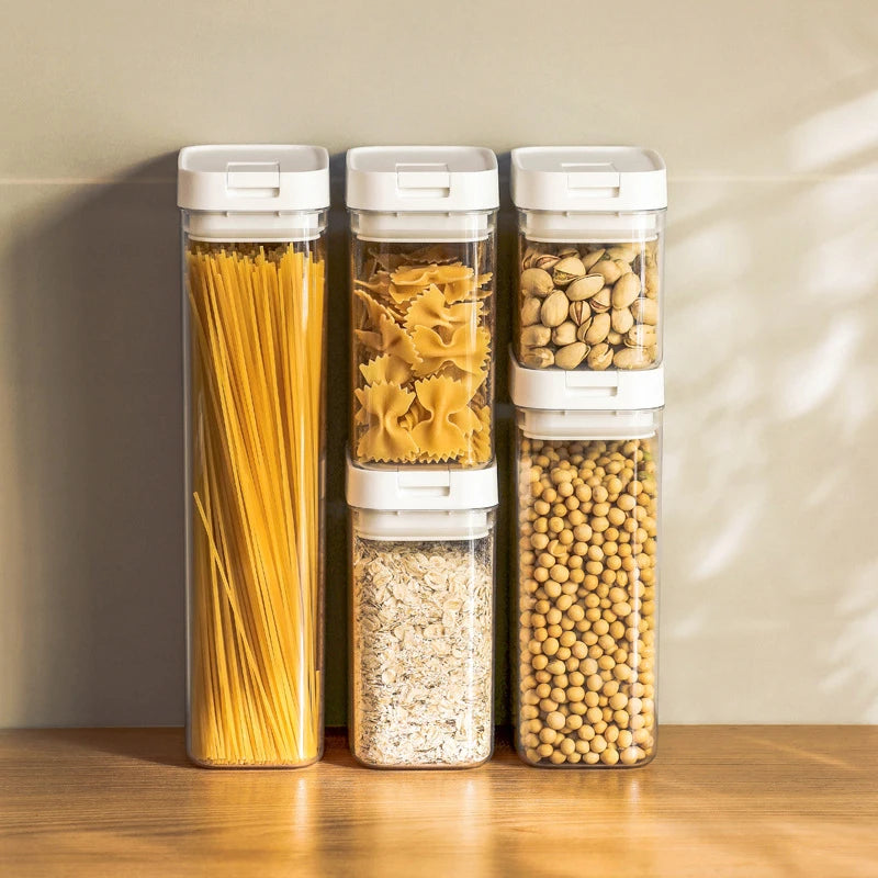 Bote hermético transparente para pasta y cereales