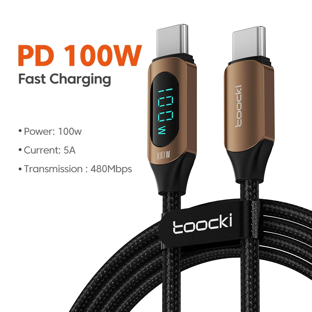 Cable USB-C a USB-C 100 W con pantalla de potencia