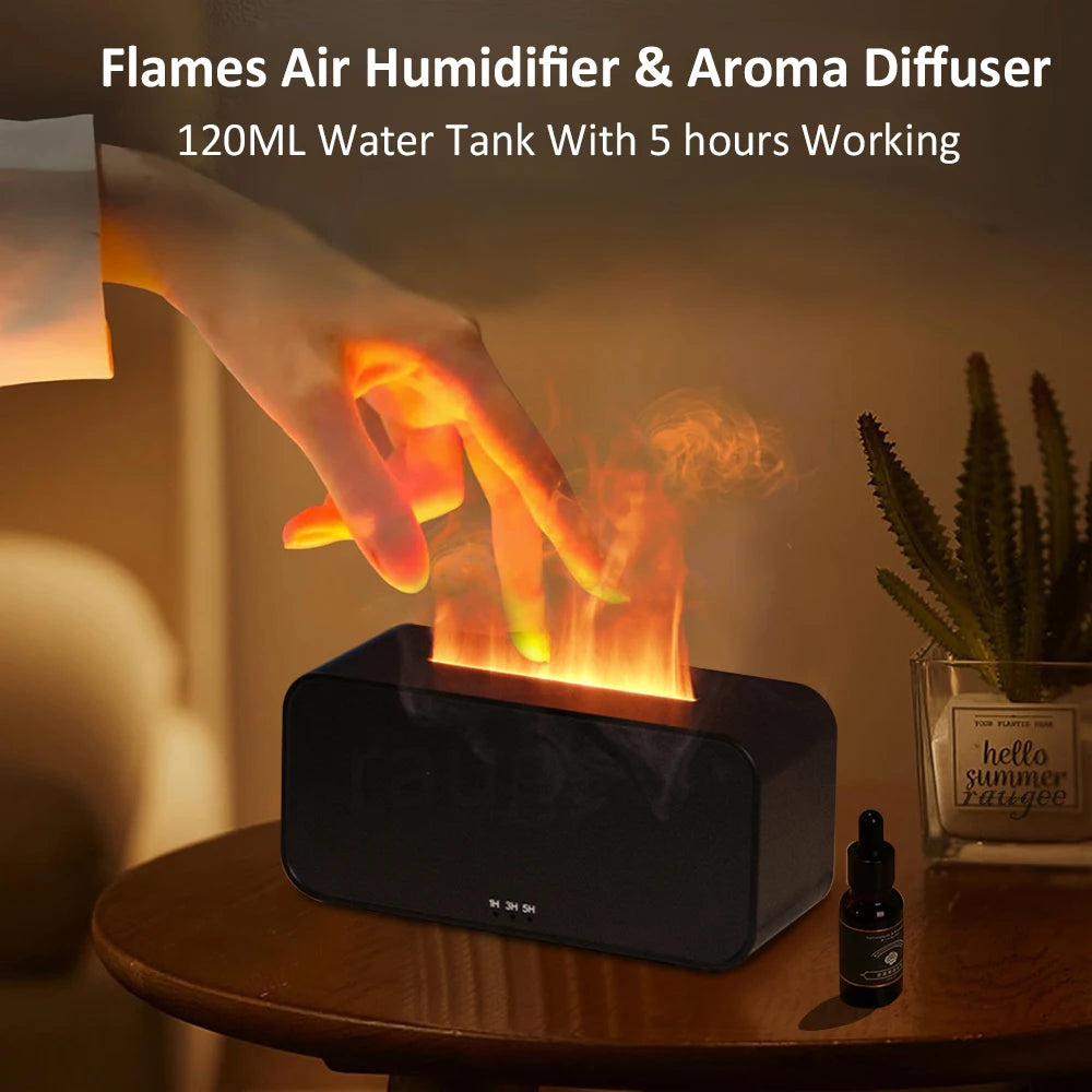 Difusor de aromas con efecto llama y luz LED