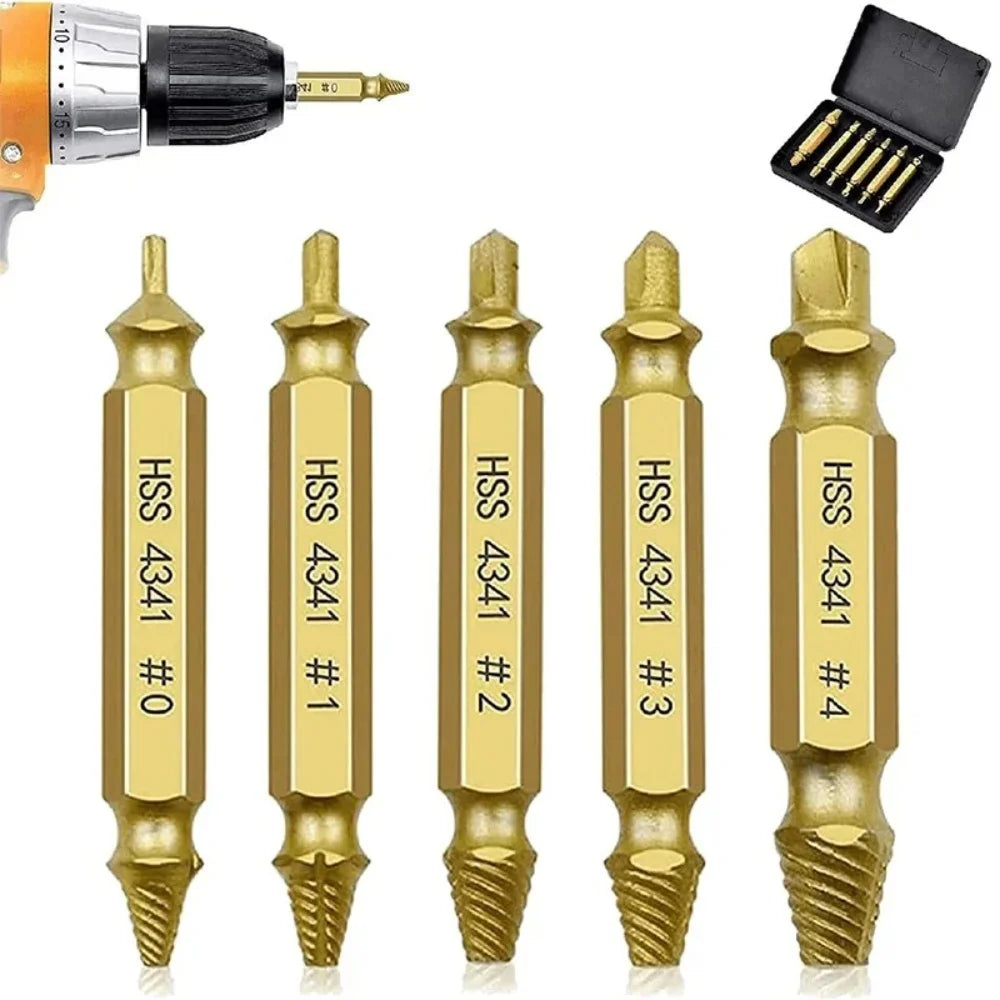 Juego de 6 extractores de tornillos rotos de doble cabeza