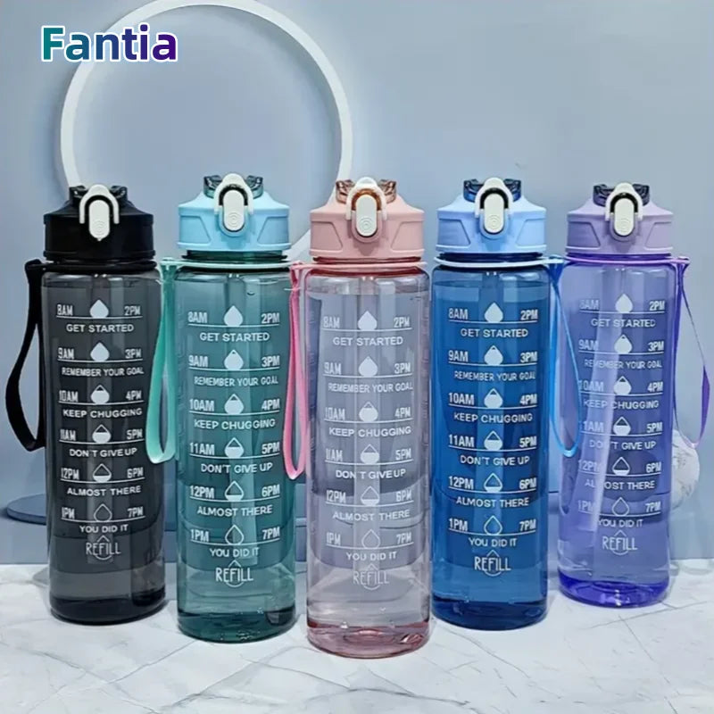 Botella deportiva de 800 ml con marcador de tiempo