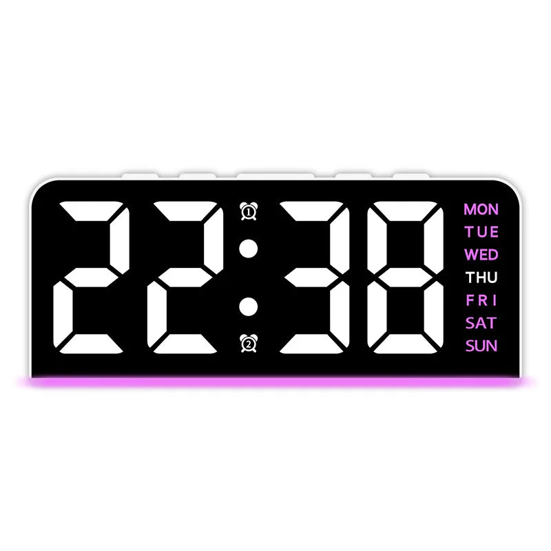 Despertador digital LED con luz ambiental, fecha y temperatura