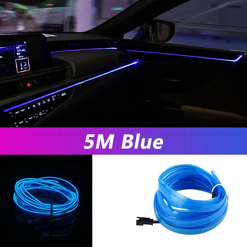 Tira LED de neón para interior del coche