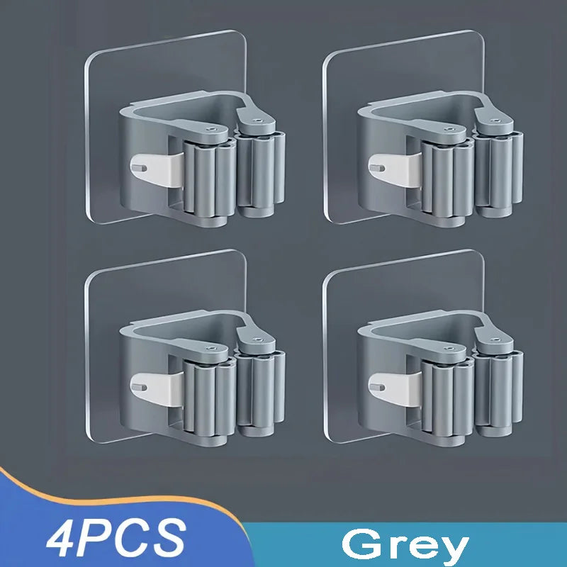 Soporte adhesivo de pared para fregona y escoba