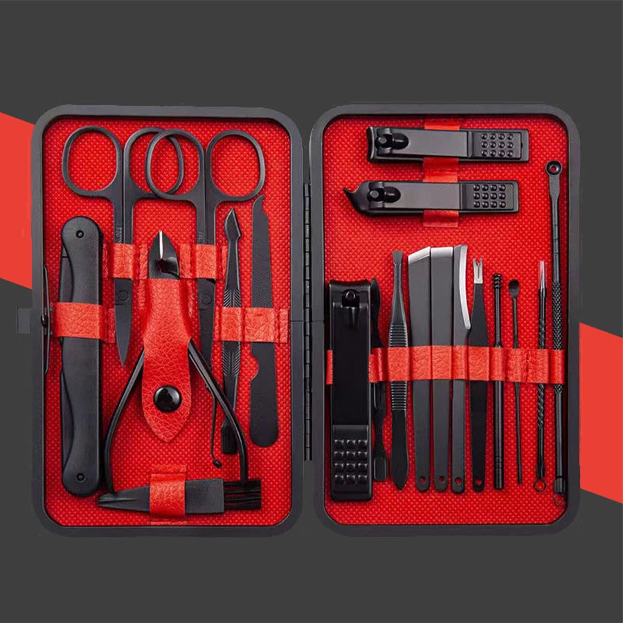 Set de manicura profesional en acero inoxidable con estuche