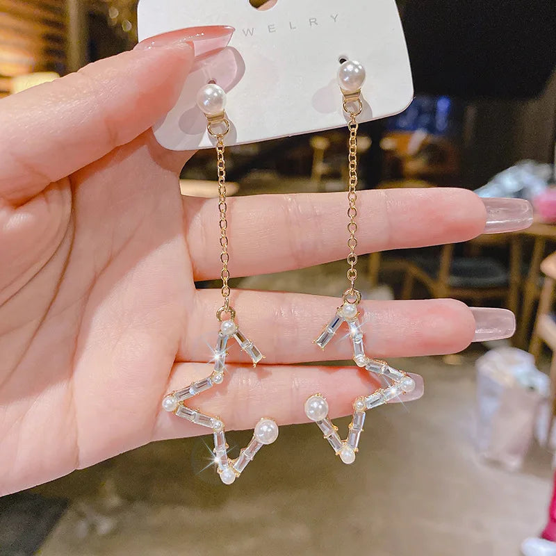 Pendientes largos de circonitas brillantes