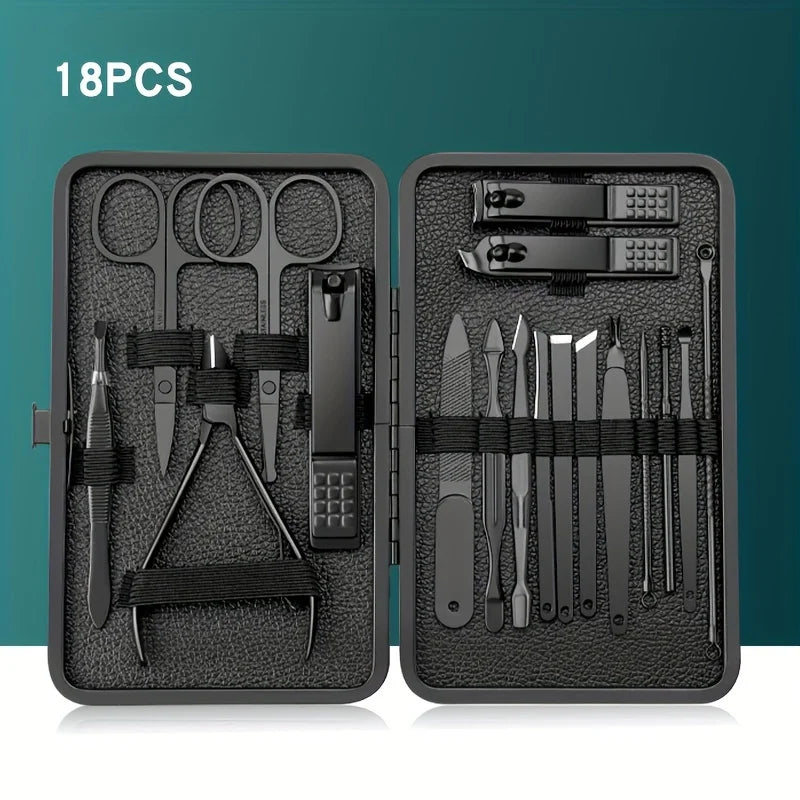 Set de manicura profesional en acero inoxidable con estuche