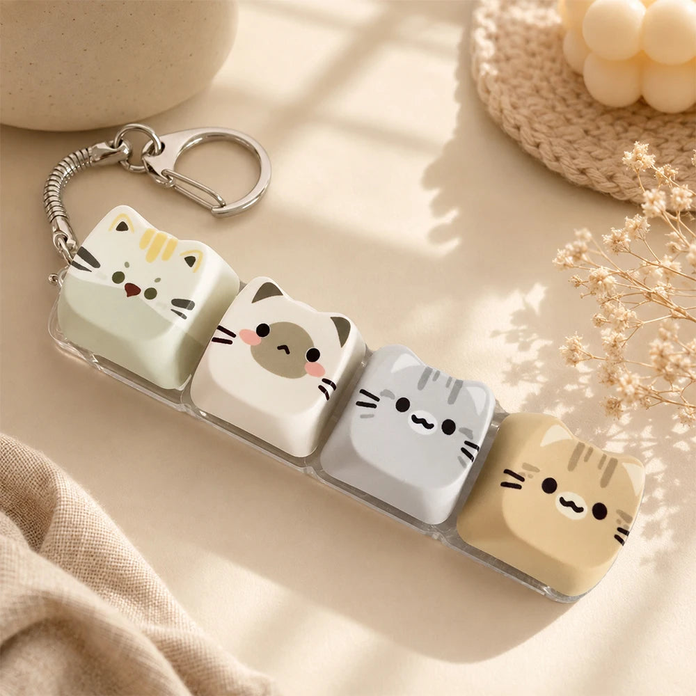 Llavero antiestrés de teclas con gatitos