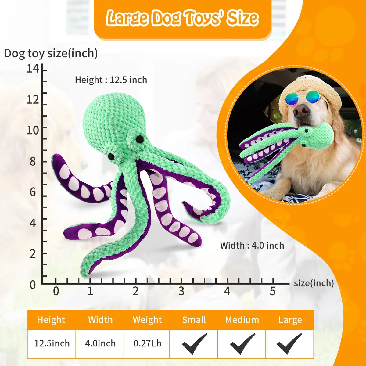 Peluche pulpo con sonido para perros