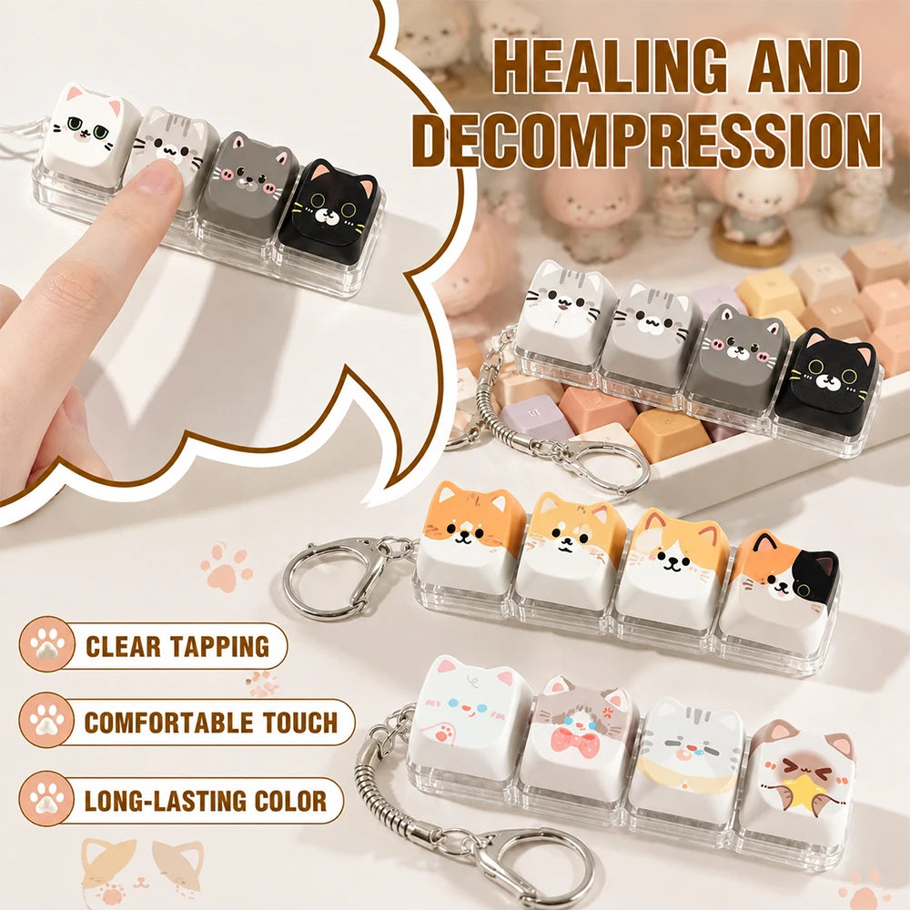 Llavero antiestrés de teclas con gatitos