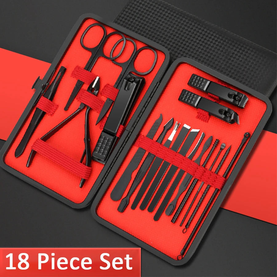 Set de manicura profesional en acero inoxidable con estuche