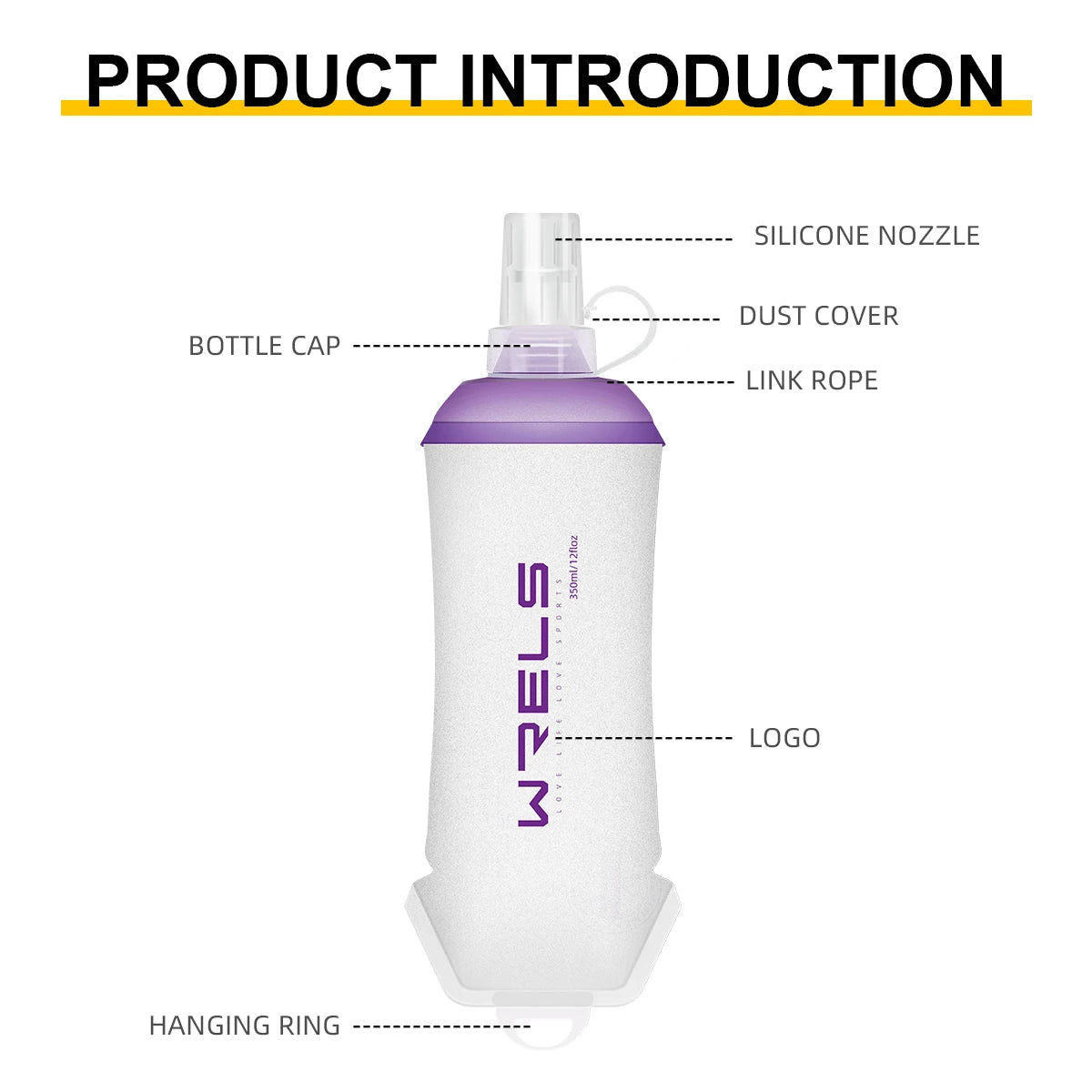 Botella de agua plegable de silicona TPU