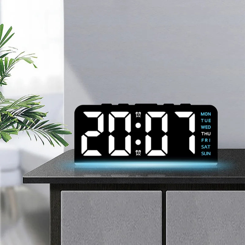 Despertador digital LED con luz ambiental, fecha y temperatura