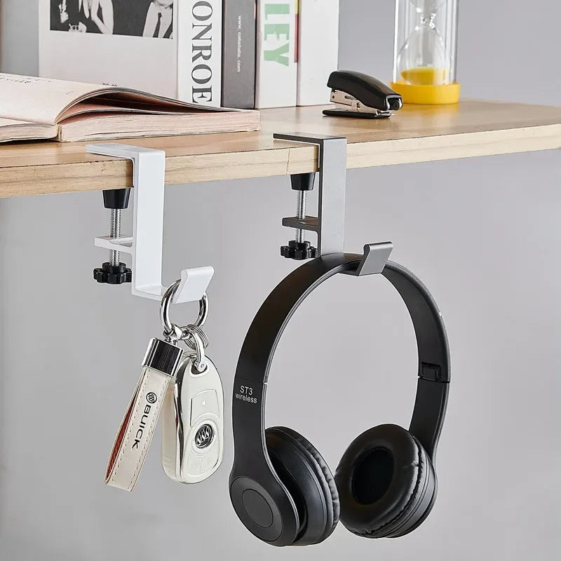 Gancho para auriculares bajo el escritorio