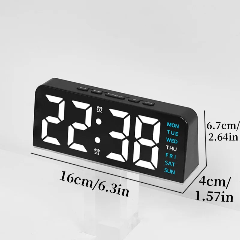 Despertador digital LED con luz ambiental, fecha y temperatura