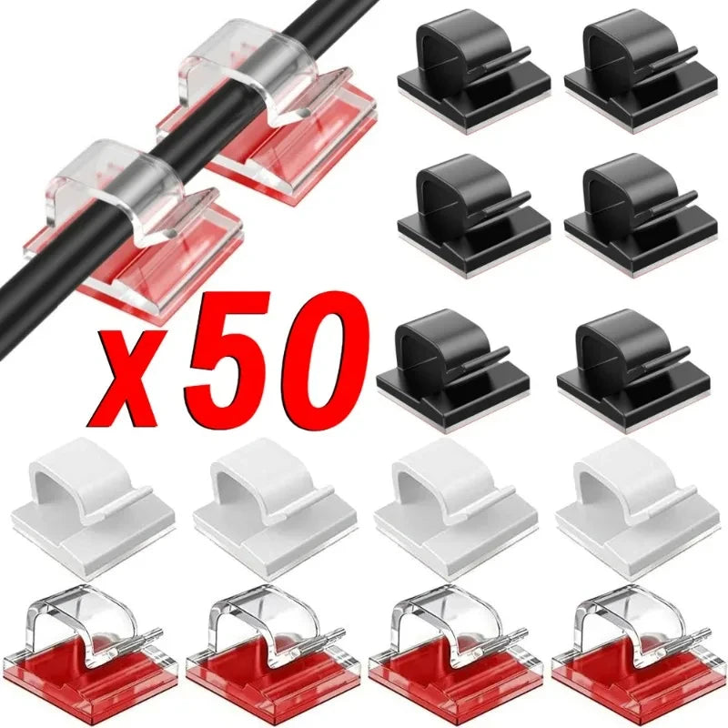 Clips organizadores de cables adhesivos