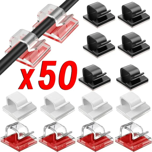 Clips organizadores de cables adhesivos