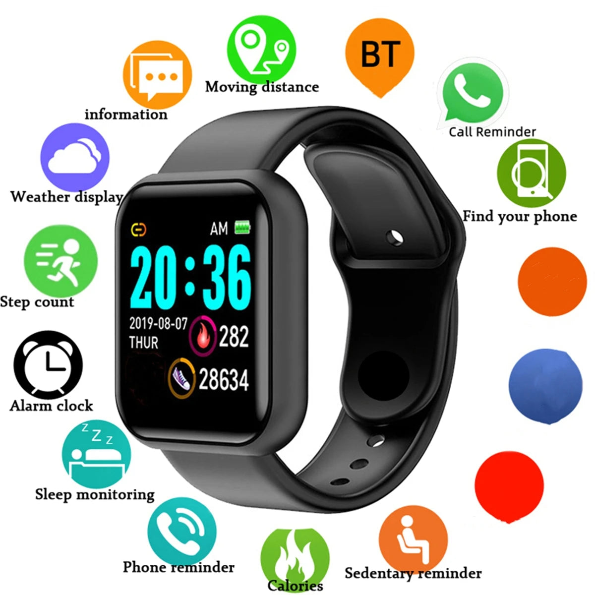 Pulsera de actividad con pantalla a color y notificaciones