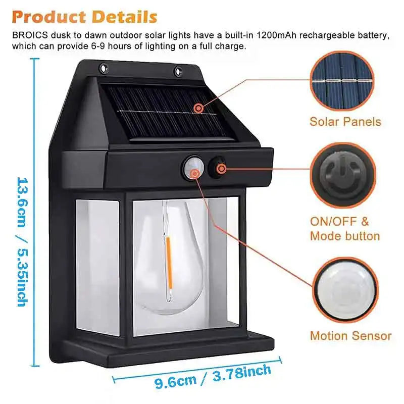Aplique solar de pared con sensor de movimiento
