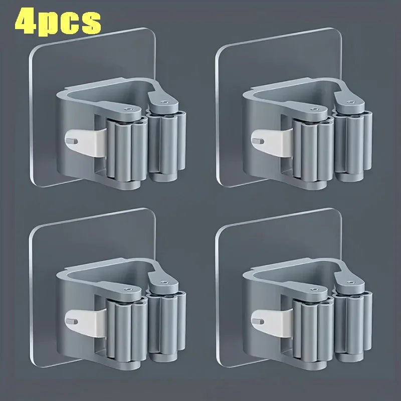 Soporte adhesivo de pared para fregona y escoba