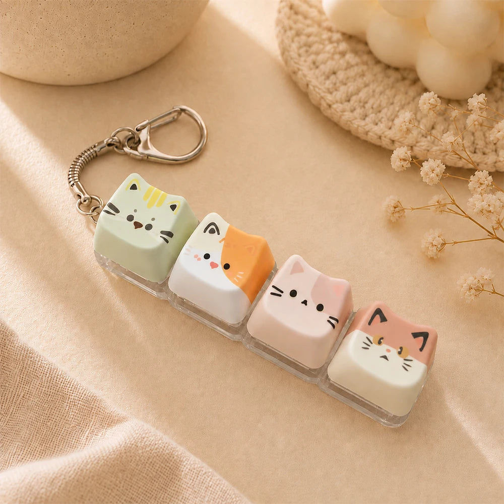 Llavero antiestrés de teclas con gatitos