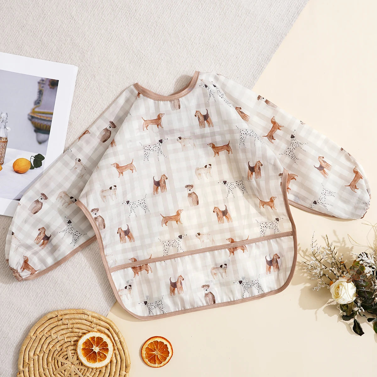 Babero de manga larga impermeable para bebé