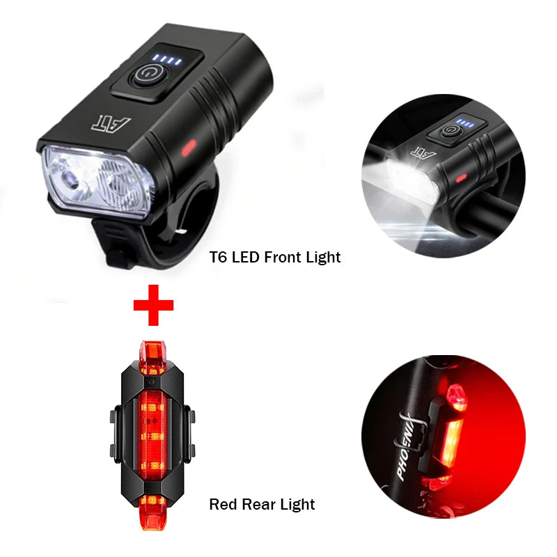 Luz delantera LED recargable para bicicleta