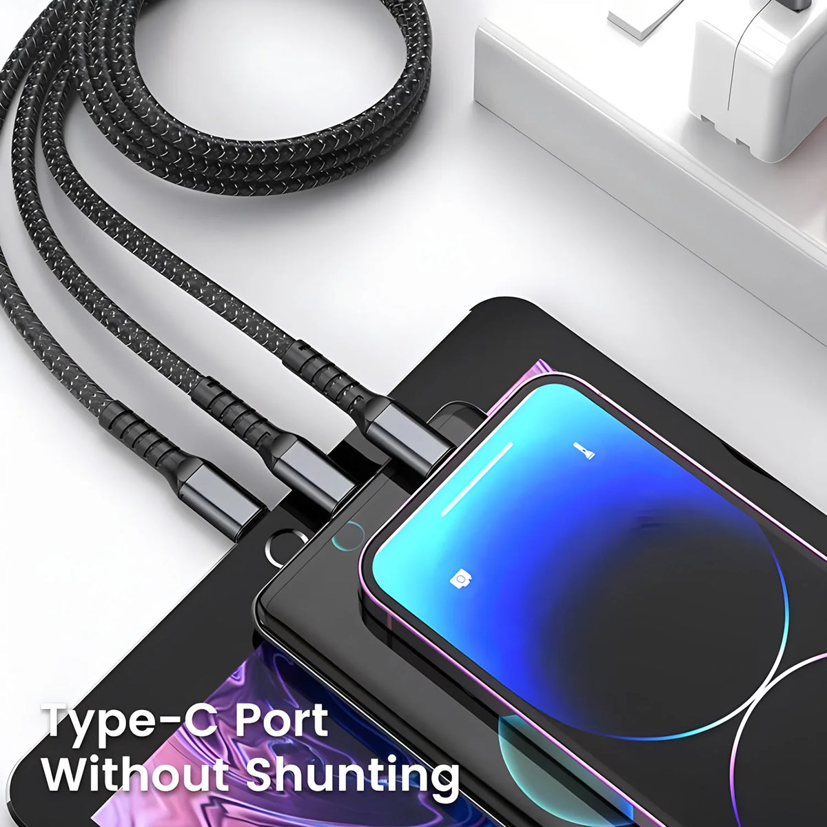 Cable de carga 3 en 1 (USB-C, Lightning y Micro USB)