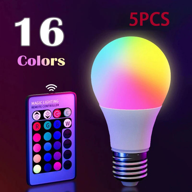 Bombilla LED RGB E27 de 16 colores con mando a distancia