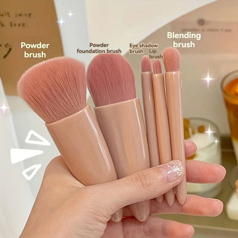 Set de 5 brochas de maquillaje de viaje con espejo