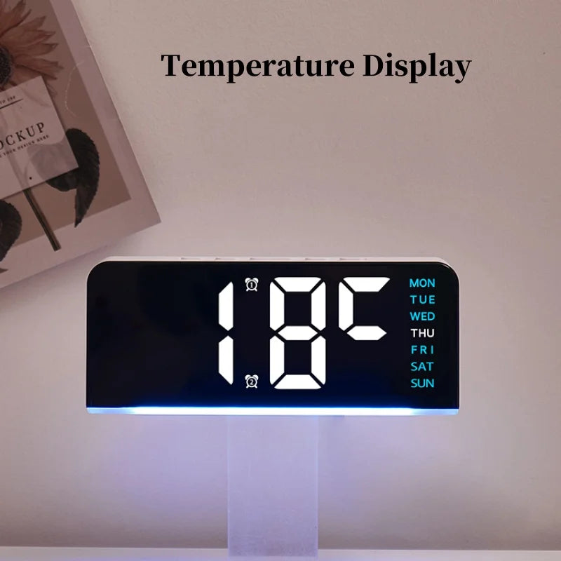 Despertador digital LED con luz ambiental, fecha y temperatura
