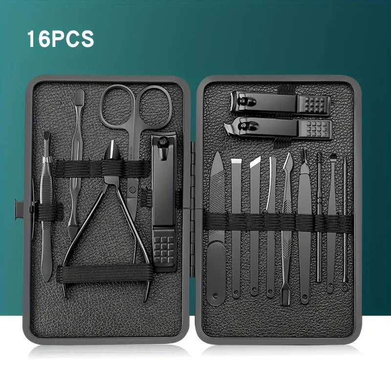 Set de manicura profesional en acero inoxidable con estuche