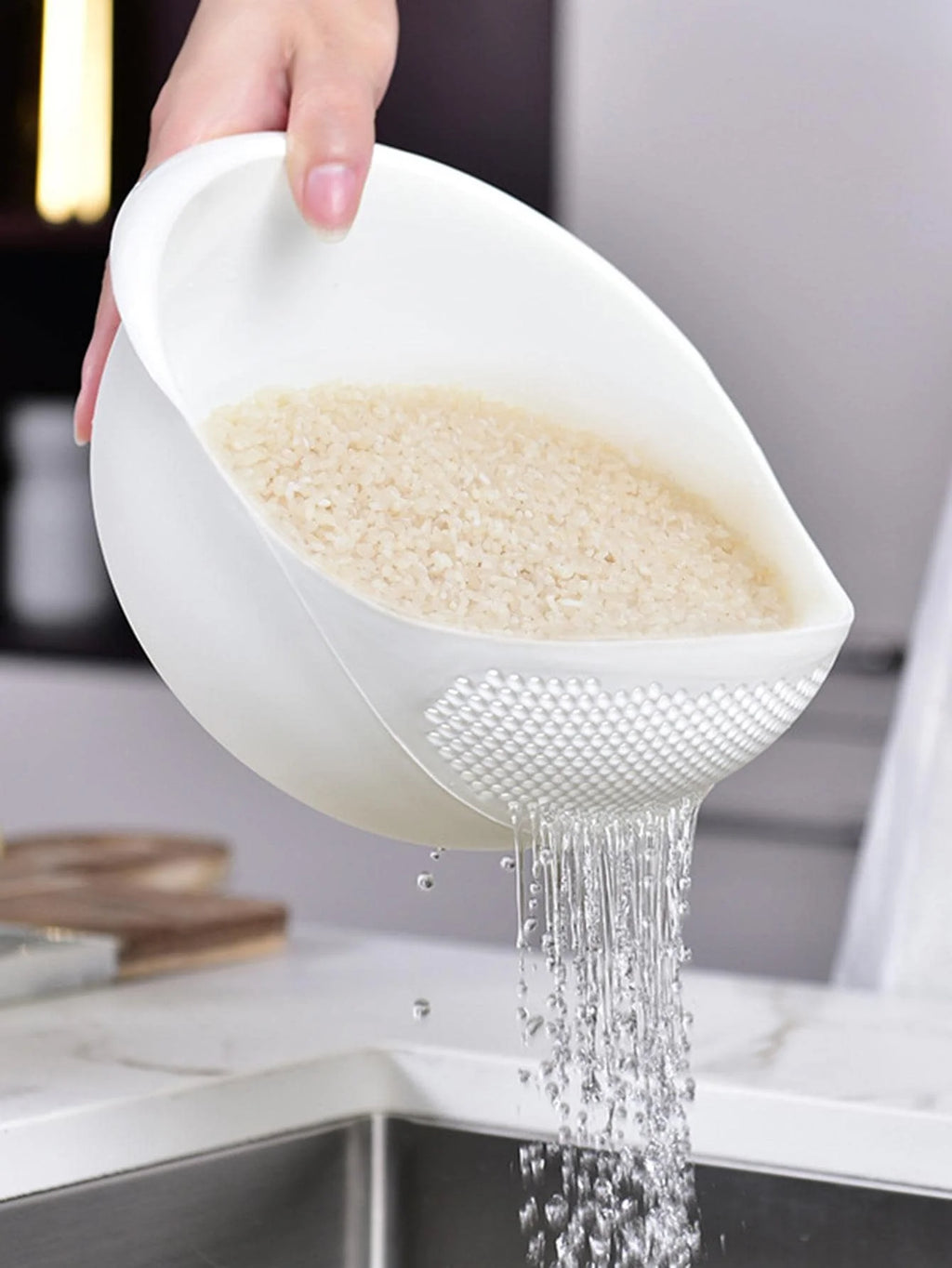 Escurridor de arroz y frutas con asa