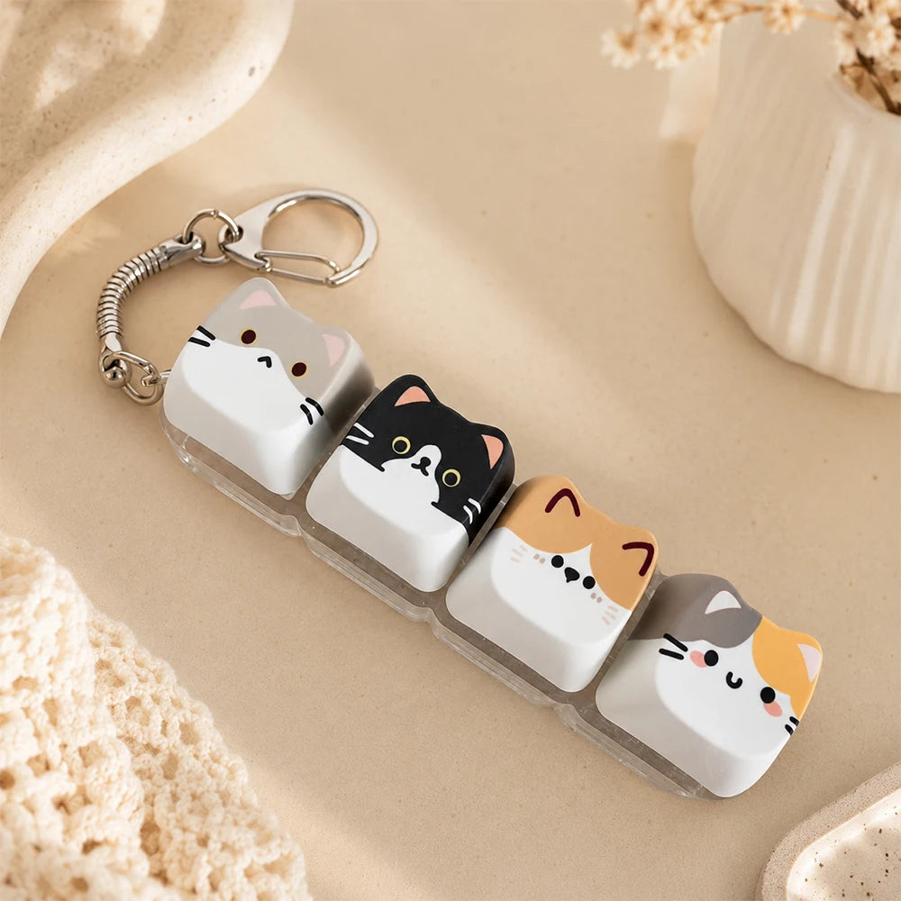 Llavero antiestrés de teclas con gatitos