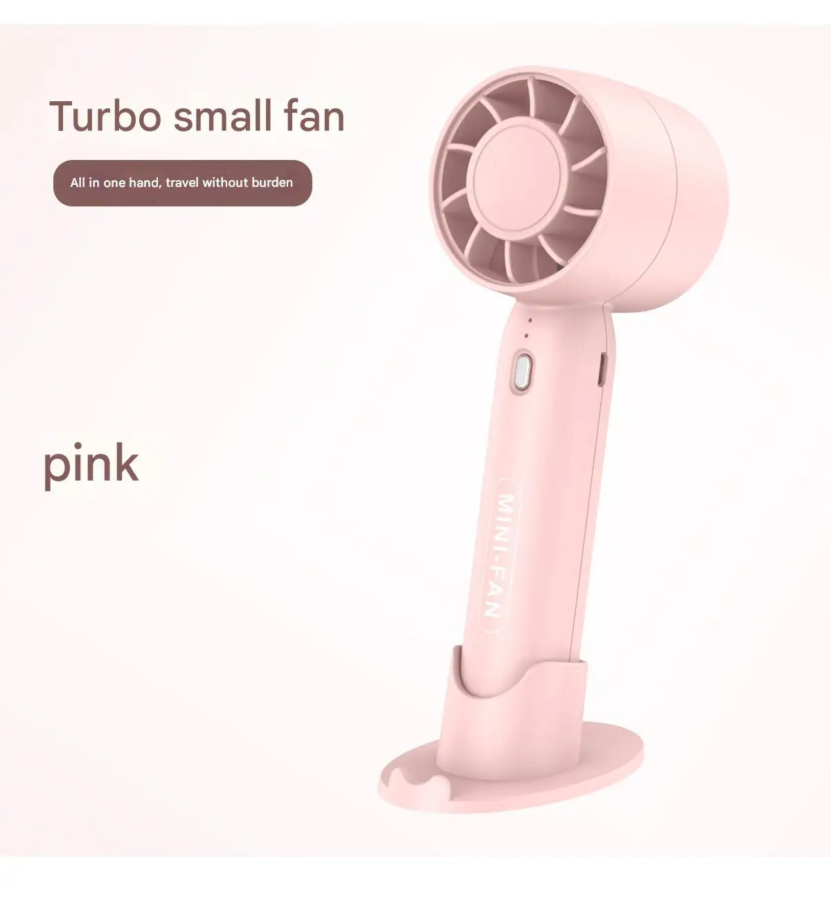 Mini ventilador turbo portátil recargable por USB