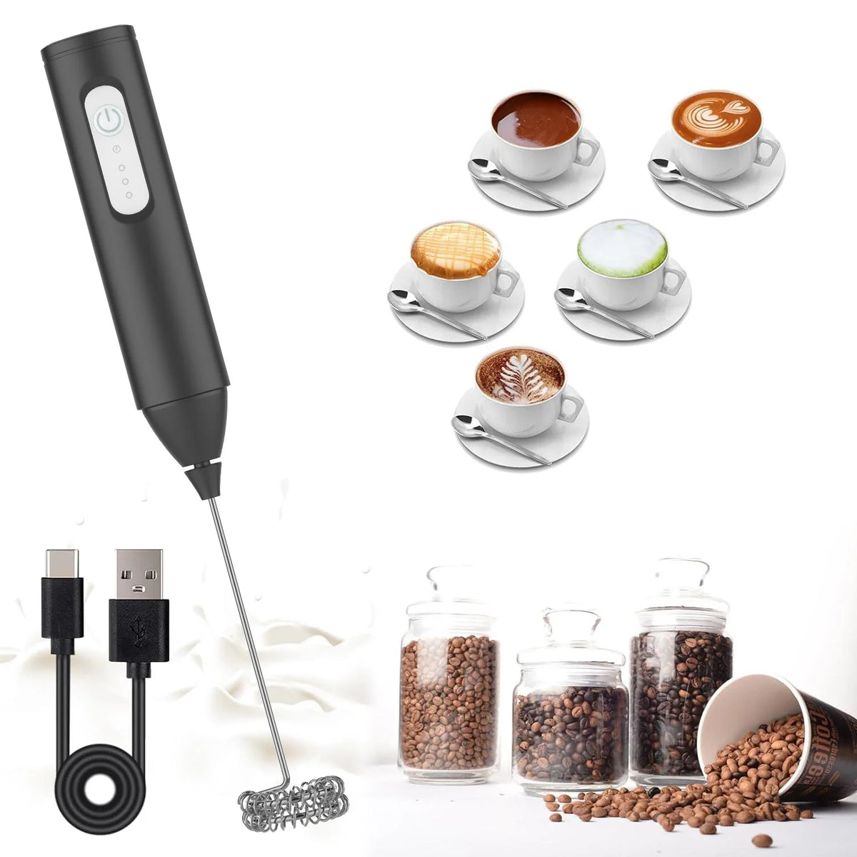 Espumador de leche recargable USB